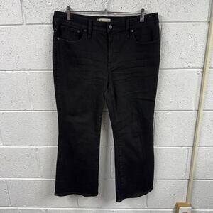 Madewell Size 32P Petite Mid Rise Kick Out Crop Jeans Black Rinse Denim Classic